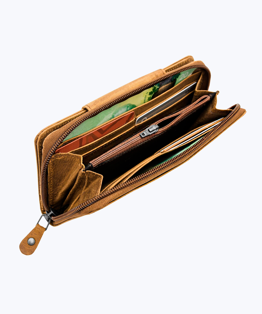 Leather zip around wallet