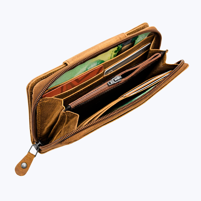 Leather zip around wallet