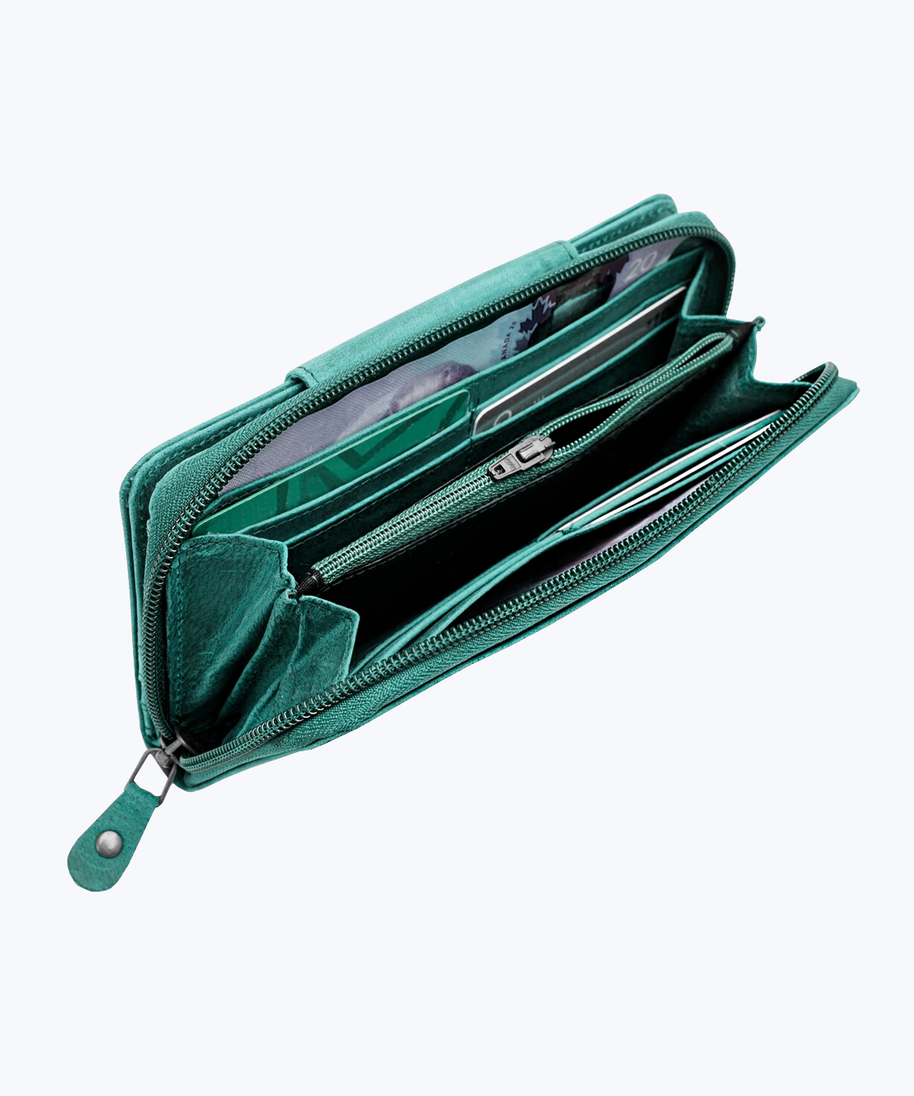 Leather zip around wallet