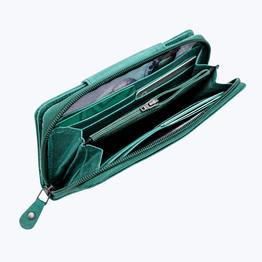 Leather zip around wallet