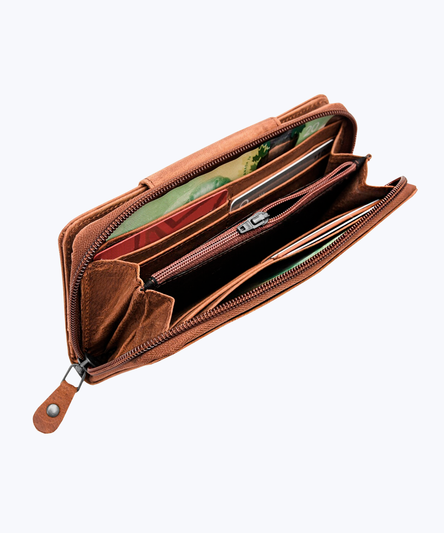 Leather zip around wallet